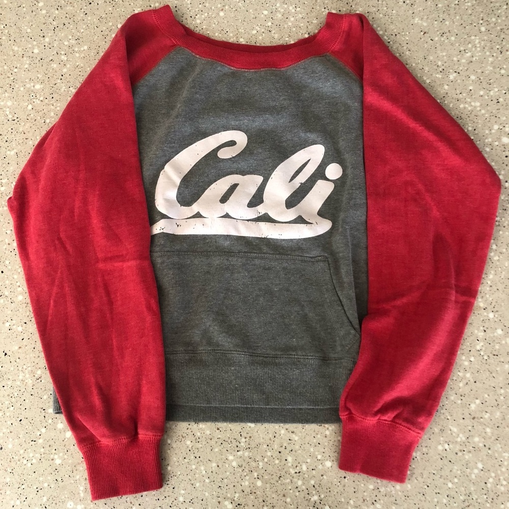 Size M. Cali Red and Gray Crew Sweatshirt